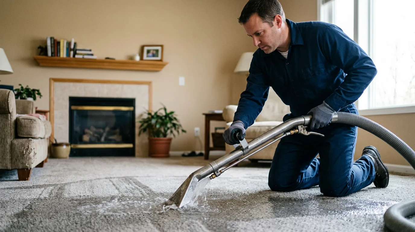 Water damage restoration technician working near Vancourt, TX